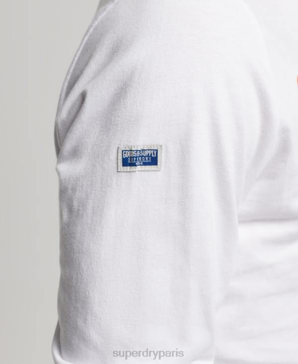 Superdry Hommes haut classique américain à logo vintage D64Z1552 vêtements blanc