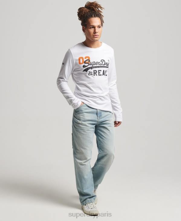 Superdry Hommes haut classique américain à logo vintage D64Z1552 vêtements blanc
