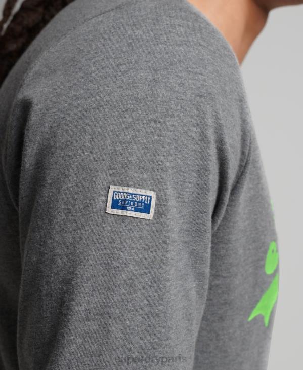 Superdry Hommes haut classique américain à logo vintage D64Z1553 vêtements gris