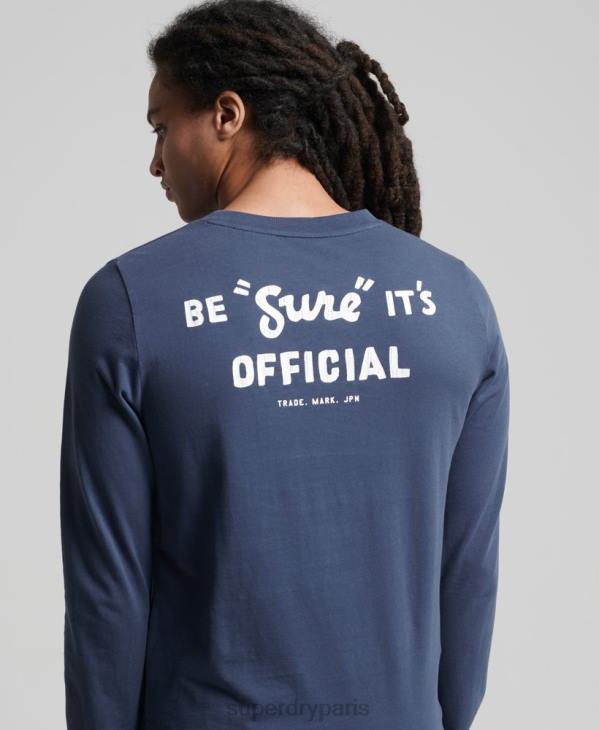Superdry Hommes haut classique américain à logo vintage D64Z1560 vêtements bleu foncé