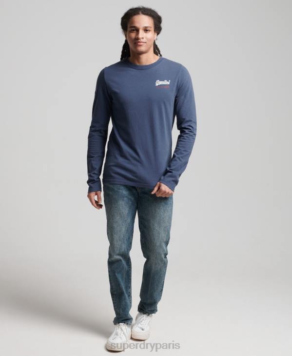 Superdry Hommes haut classique américain à logo vintage D64Z1560 vêtements bleu foncé