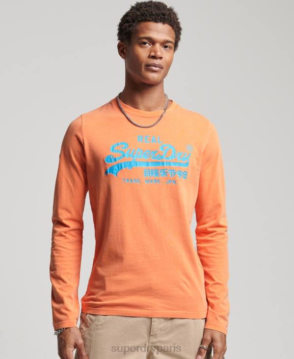 Superdry Hommes haut classique américain à logo vintage D64Z1561 vêtements orange
