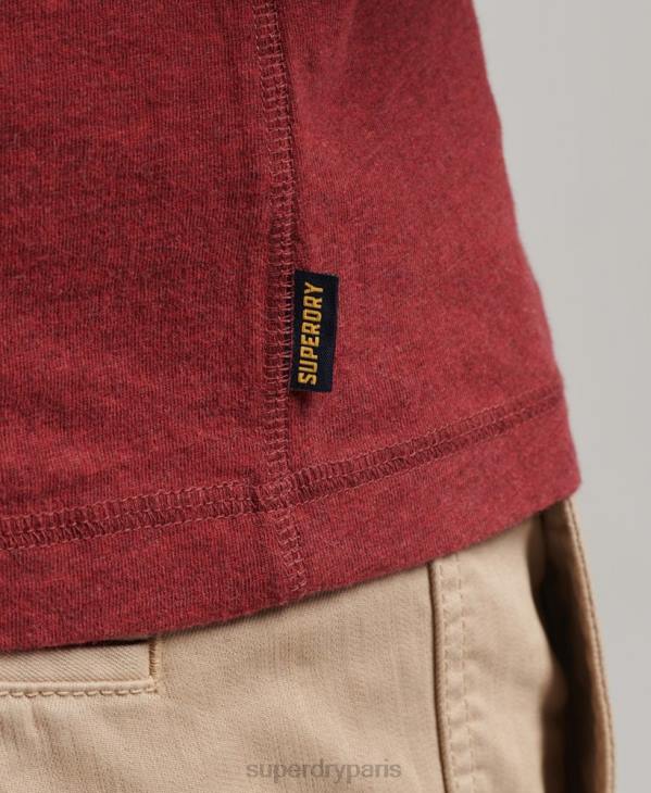 Superdry Hommes haut col tunisien brodé logo vintage en coton bio D64Z1461 vêtements rouge