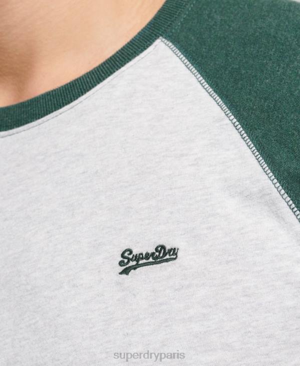 Superdry Hommes haut de baseball essentiel à manches longues en coton biologique D64Z1464 vêtements vert