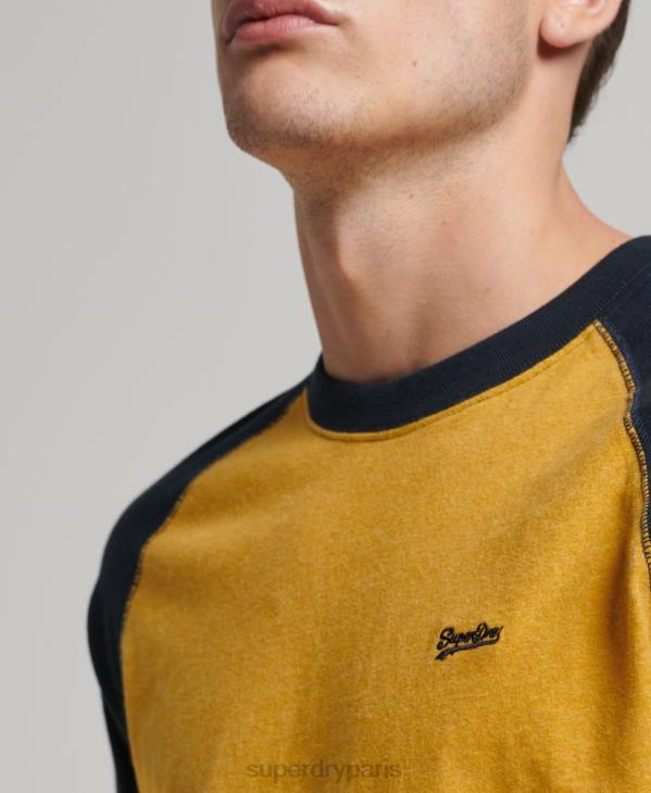 Superdry Hommes haut de baseball essentiel à manches longues en coton biologique D64Z1484 vêtements jaune