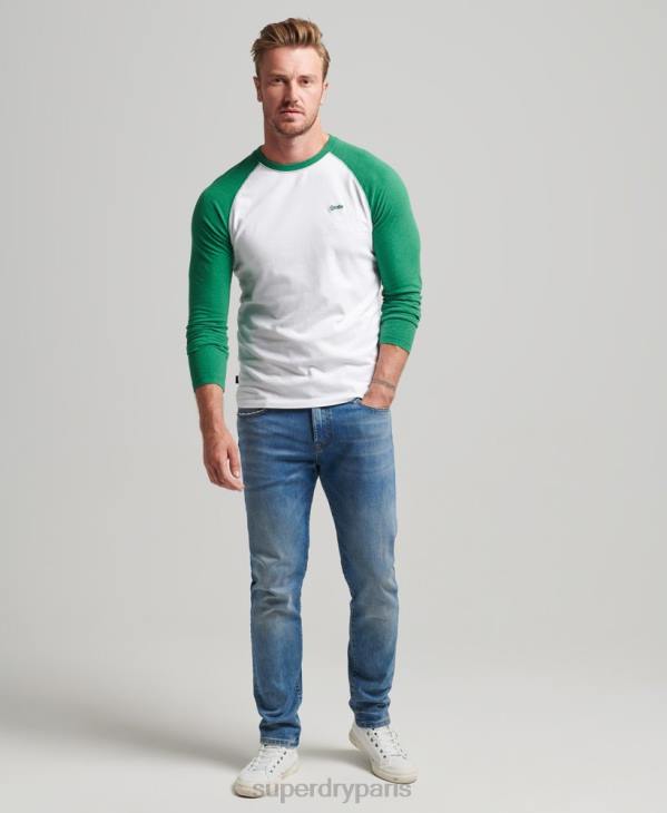 Superdry Hommes haut de baseball essentiel à manches longues en coton biologique D64Z1496 vêtements vert