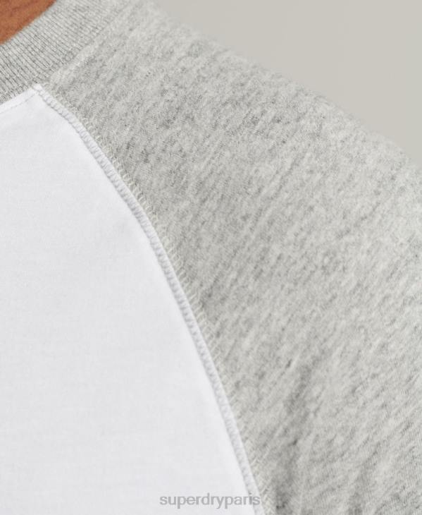 Superdry Hommes haut de baseball essentiel à manches longues en coton biologique D64Z1497 vêtements blanc