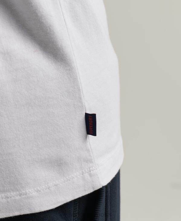 Superdry Hommes haut de baseball essentiel à manches longues en coton biologique D64Z1497 vêtements blanc