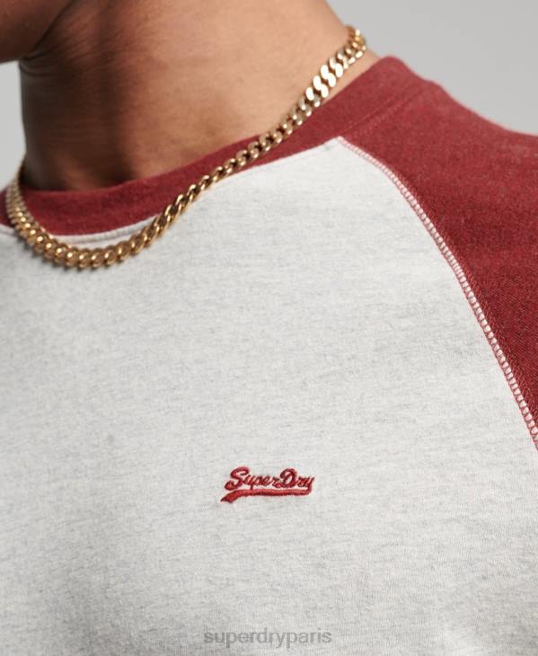 Superdry Hommes haut de baseball essentiel à manches longues en coton biologique D64Z1518 vêtements rouge