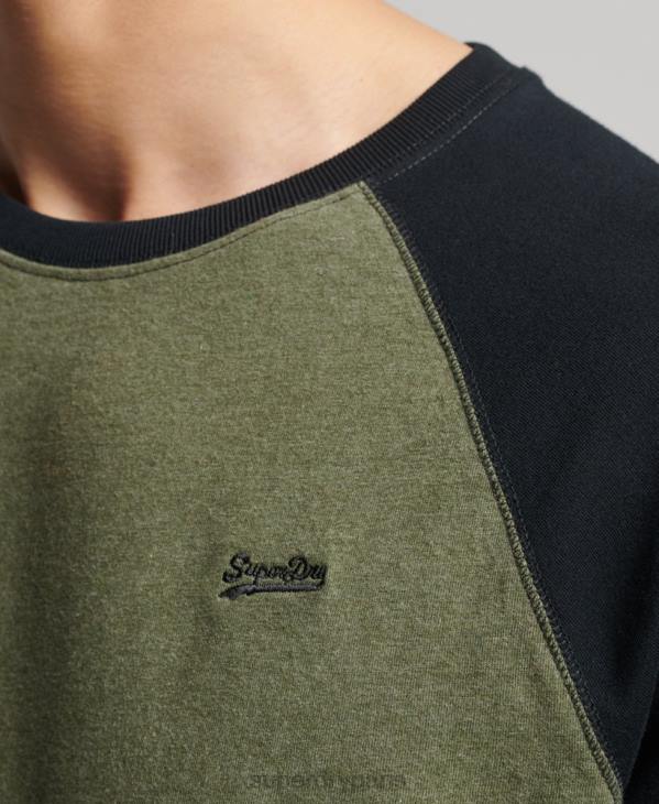 Superdry Hommes haut de baseball essentiel à manches longues en coton biologique D64Z1557 vêtements vert