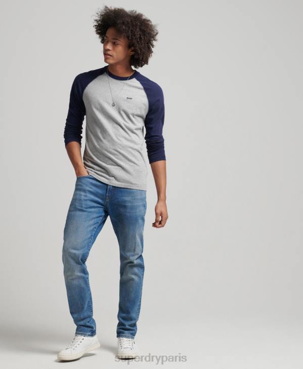 Superdry Hommes haut de baseball essentiel à manches longues en coton biologique D64Z1578 vêtements marine
