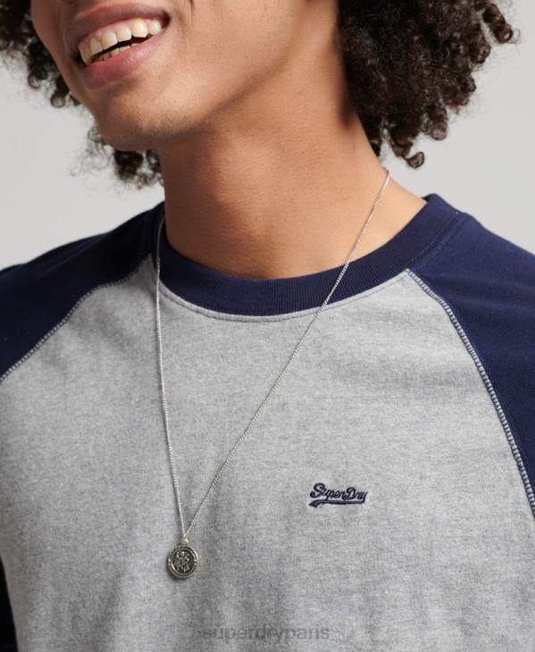 Superdry Hommes haut de baseball essentiel à manches longues en coton biologique D64Z1578 vêtements marine