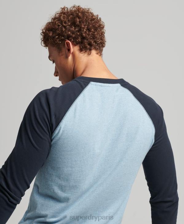 Superdry Hommes haut de baseball essentiel à manches longues en coton biologique D64Z1583 vêtements bleu