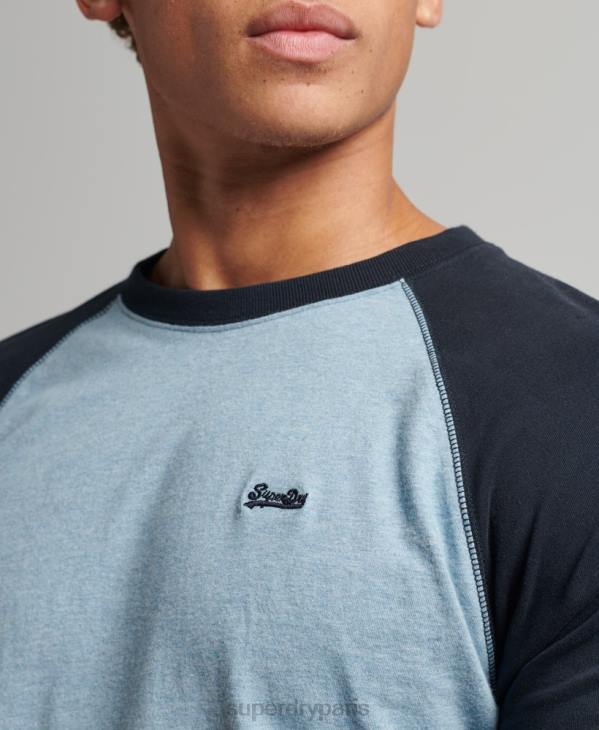 Superdry Hommes haut de baseball essentiel à manches longues en coton biologique D64Z1583 vêtements bleu