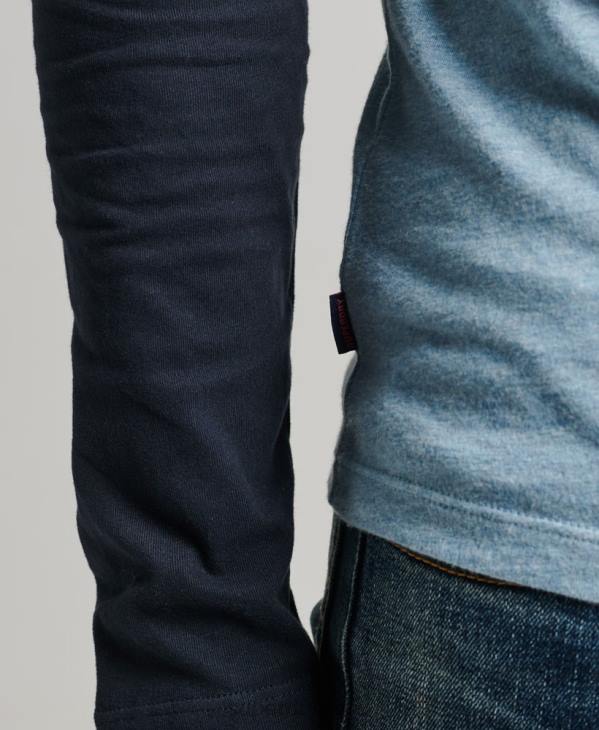 Superdry Hommes haut de baseball essentiel à manches longues en coton biologique D64Z1583 vêtements bleu