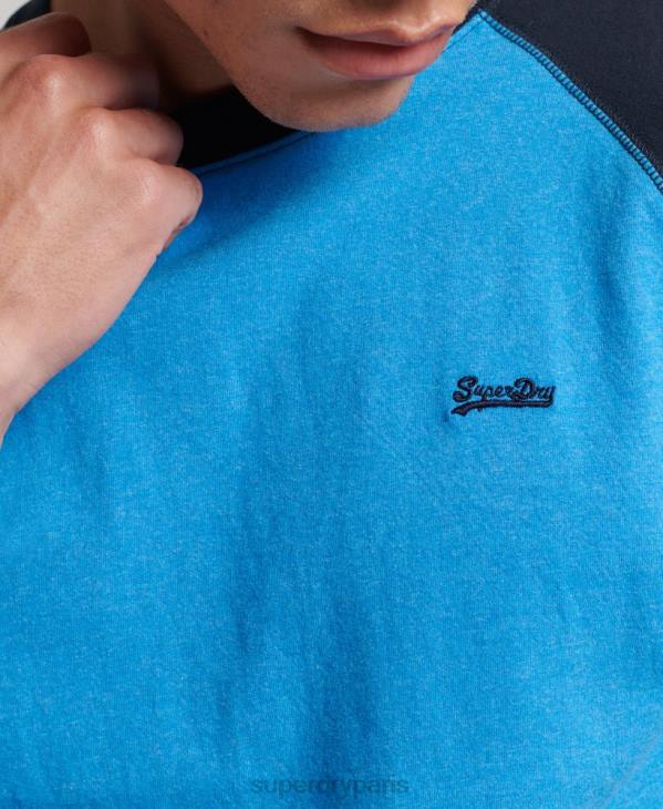 Superdry Hommes haut de baseball essentiel à manches longues en coton biologique D64Z1587 vêtements marine