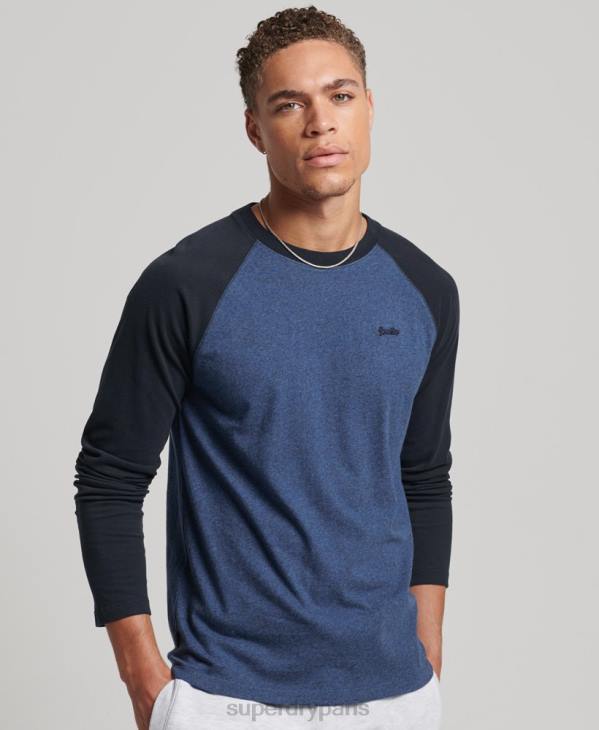 Superdry Hommes haut de baseball essentiel à manches longues en coton biologique D64Z6446 vêtements marine