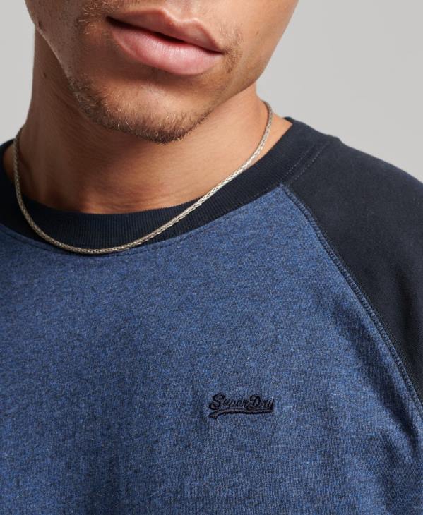 Superdry Hommes haut de baseball essentiel à manches longues en coton biologique D64Z6446 vêtements marine