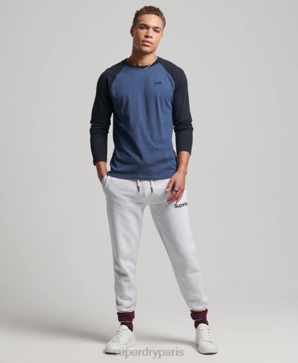 Superdry Hommes haut de baseball essentiel à manches longues en coton biologique D64Z6446 vêtements marine
