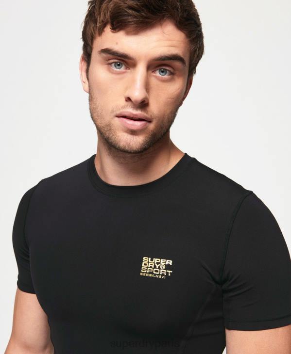 Superdry Hommes haut de compression performant à manches courtes D64Z5380 vêtements noir