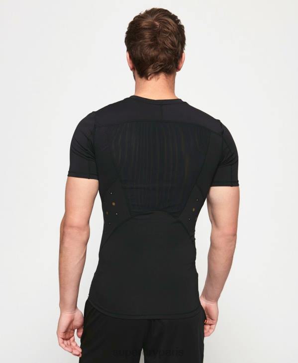 Superdry Hommes haut de compression performant à manches courtes D64Z5380 vêtements noir