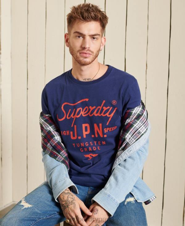Superdry Hommes haut de travail style script D64Z1580 vêtements bleu