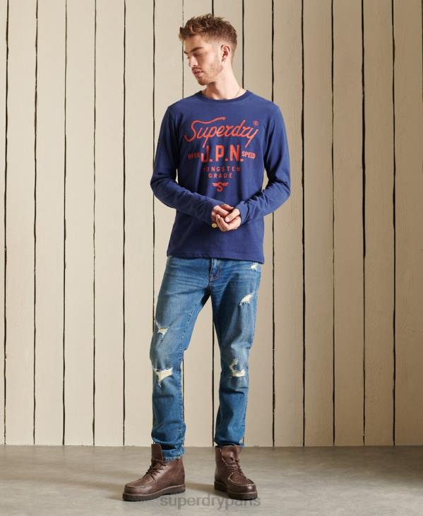 Superdry Hommes haut de travail style script D64Z1580 vêtements bleu