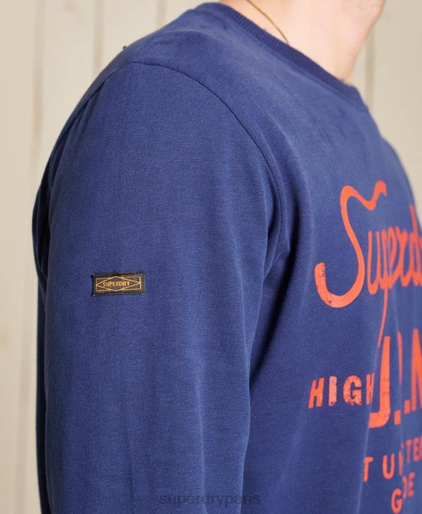 Superdry Hommes haut de travail style script D64Z1580 vêtements bleu