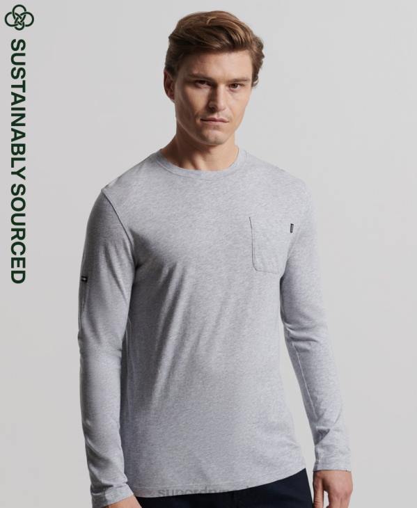 Superdry Hommes haut en jersey flammé de coton bio à manches longues D64Z6402 vêtements gris foncé