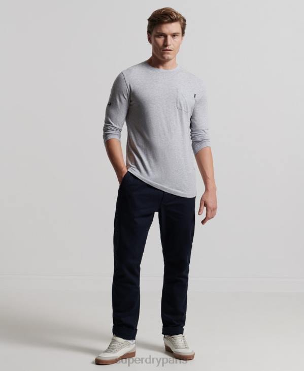 Superdry Hommes haut en jersey flammé de coton bio à manches longues D64Z6402 vêtements gris foncé