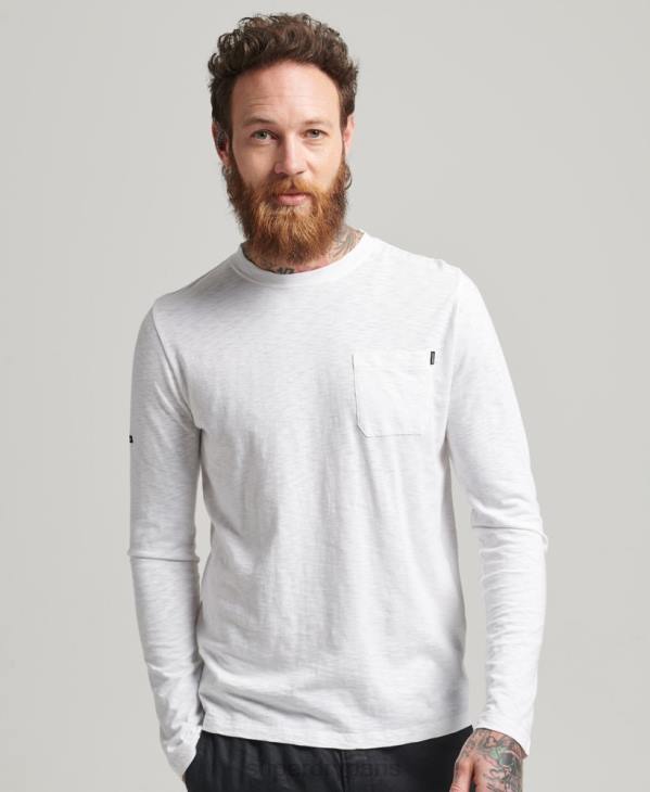 Superdry Hommes haut en jersey flammé de coton bio à manches longues D64Z6435 vêtements blanc