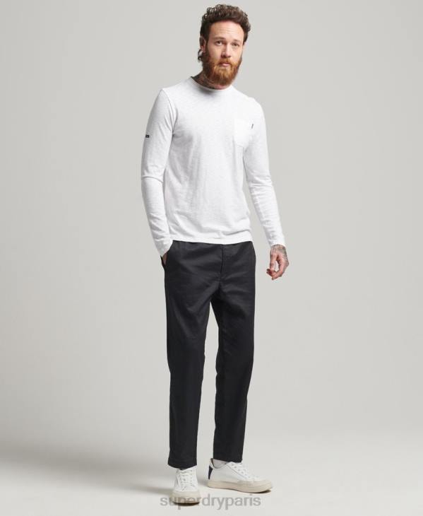 Superdry Hommes haut en jersey flammé de coton bio à manches longues D64Z6435 vêtements blanc