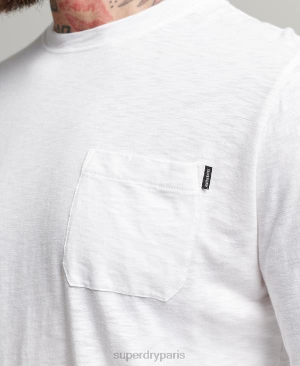 Superdry Hommes haut en jersey flammé de coton bio à manches longues D64Z6435 vêtements blanc