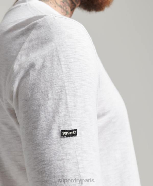 Superdry Hommes haut en jersey flammé de coton bio à manches longues D64Z6435 vêtements blanc
