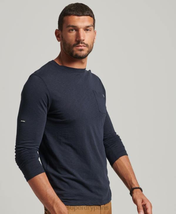 Superdry Hommes haut en jersey flammé de coton bio à manches longues D64Z6479 vêtements marine