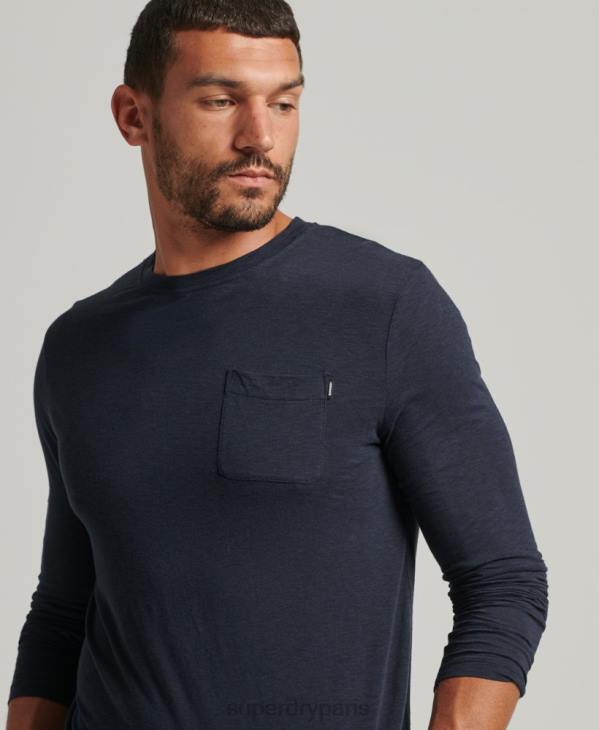 Superdry Hommes haut en jersey flammé de coton bio à manches longues D64Z6479 vêtements marine