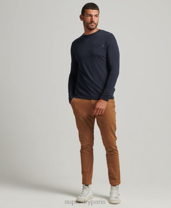 Superdry Hommes haut en jersey flammé de coton bio à manches longues D64Z6479 vêtements marine
