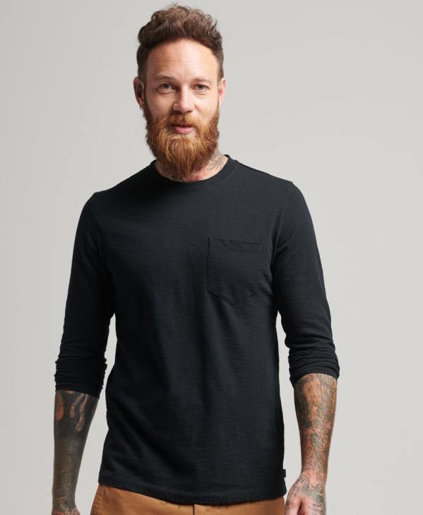 Superdry Hommes haut en jersey flammé à manches longues D64Z1489 vêtements noir