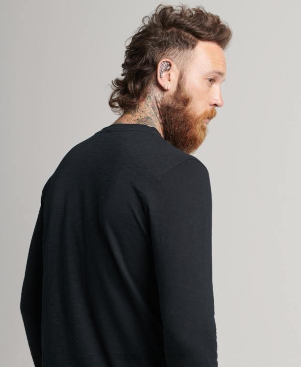 Superdry Hommes haut en jersey flammé à manches longues D64Z1489 vêtements noir