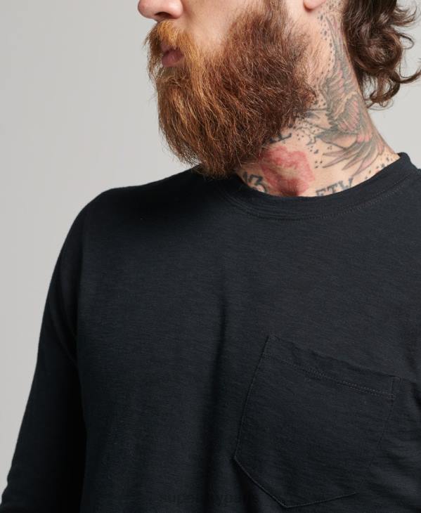 Superdry Hommes haut en jersey flammé à manches longues D64Z1489 vêtements noir