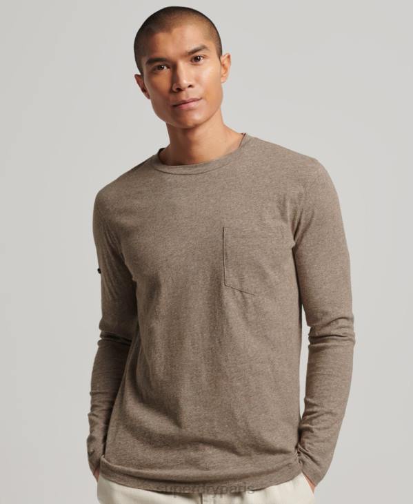 Superdry Hommes haut en jersey flammé à manches longues D64Z1532 vêtements brun