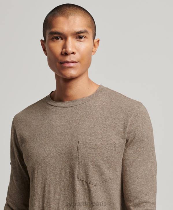 Superdry Hommes haut en jersey flammé à manches longues D64Z1532 vêtements brun