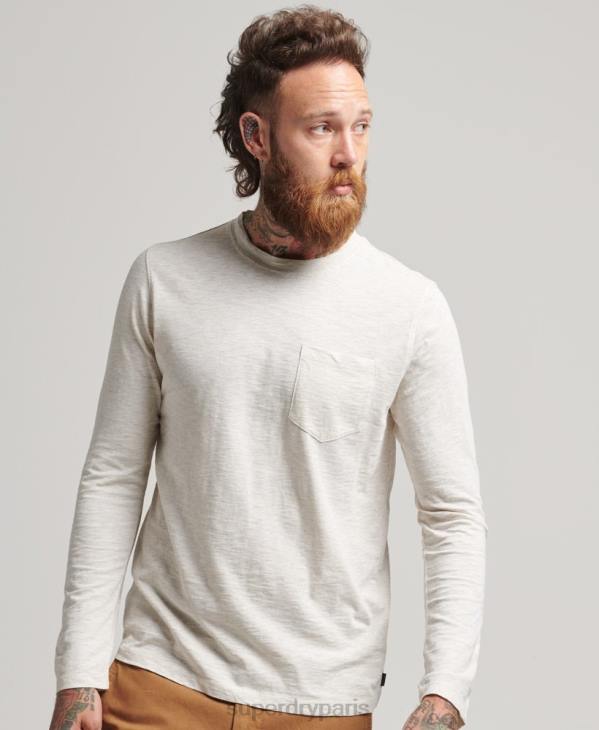 Superdry Hommes haut en jersey flammé à manches longues D64Z6396 vêtements crème