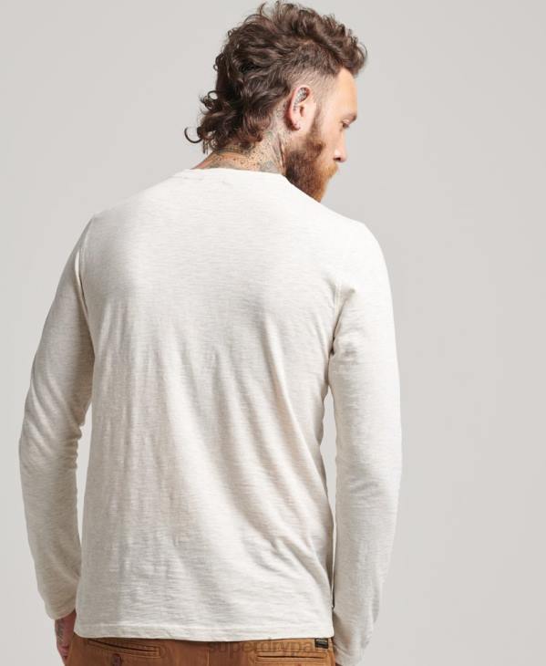 Superdry Hommes haut en jersey flammé à manches longues D64Z6396 vêtements crème