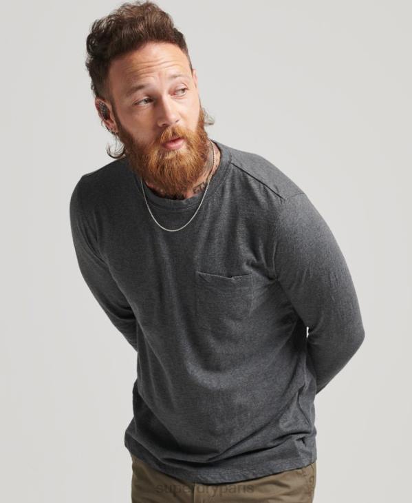 Superdry Hommes haut en jersey flammé à manches longues D64Z6449 vêtements gris foncé