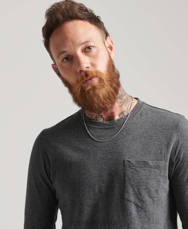 Superdry Hommes haut en jersey flammé à manches longues D64Z6449 vêtements gris foncé