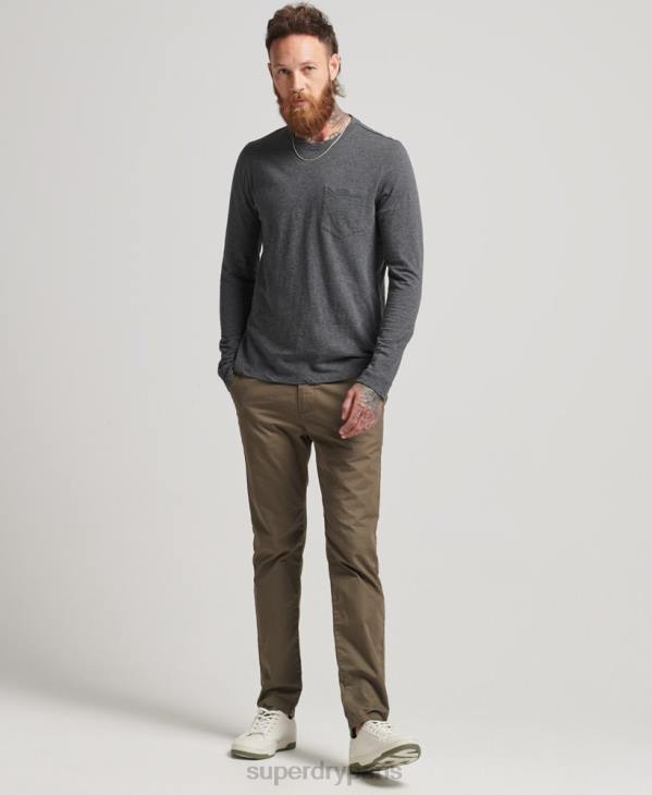 Superdry Hommes haut en jersey flammé à manches longues D64Z6449 vêtements gris foncé