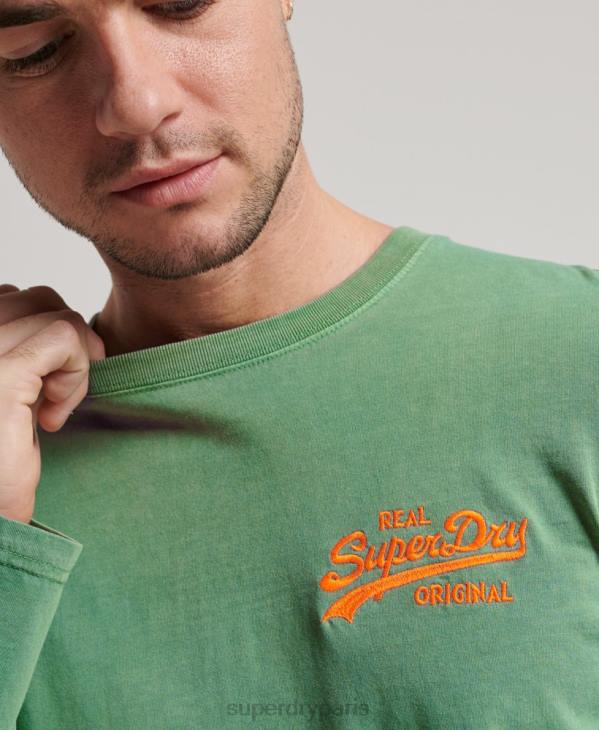 Superdry Hommes haut fluo à manches longues et logo vintage D64Z1507 vêtements vert