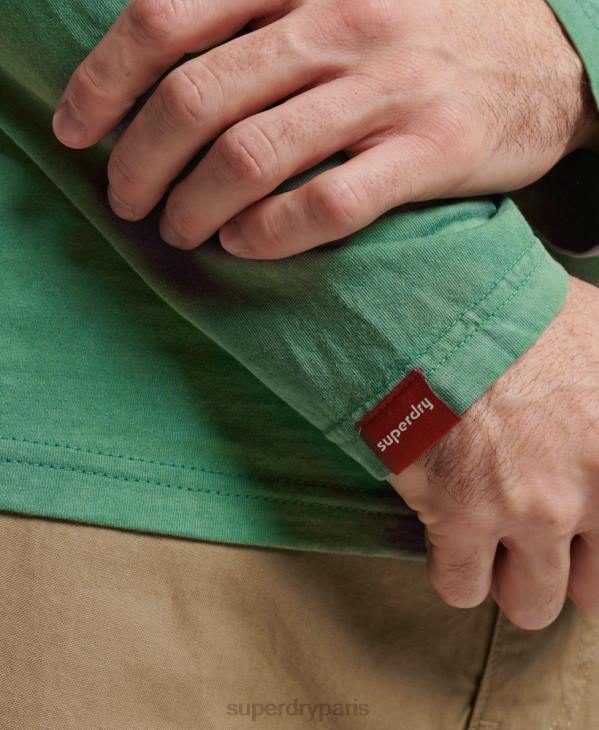 Superdry Hommes haut fluo à manches longues et logo vintage D64Z1507 vêtements vert