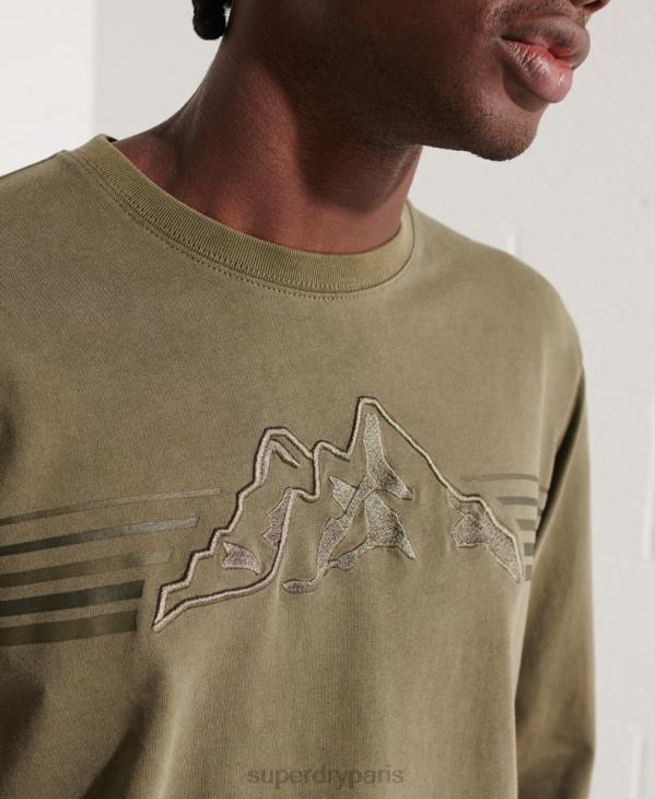 Superdry Hommes haut graphique à manches longues D64Z1576 vêtements vert